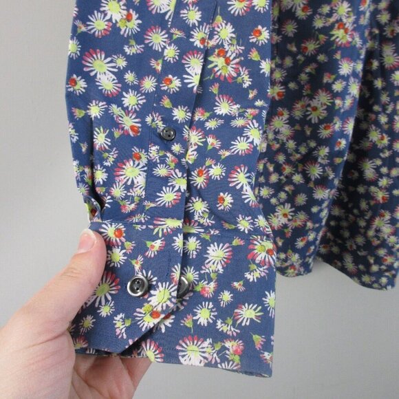 Eton Contemporary Men's Button Down Shirt 39 Blue Floral Long Sleeve 264 - Picture 8 of 12